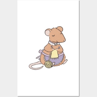 Knitting mouse Posters and Art